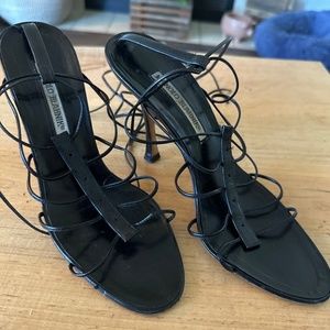 Manolo Blahnik black lace up sexy heels.